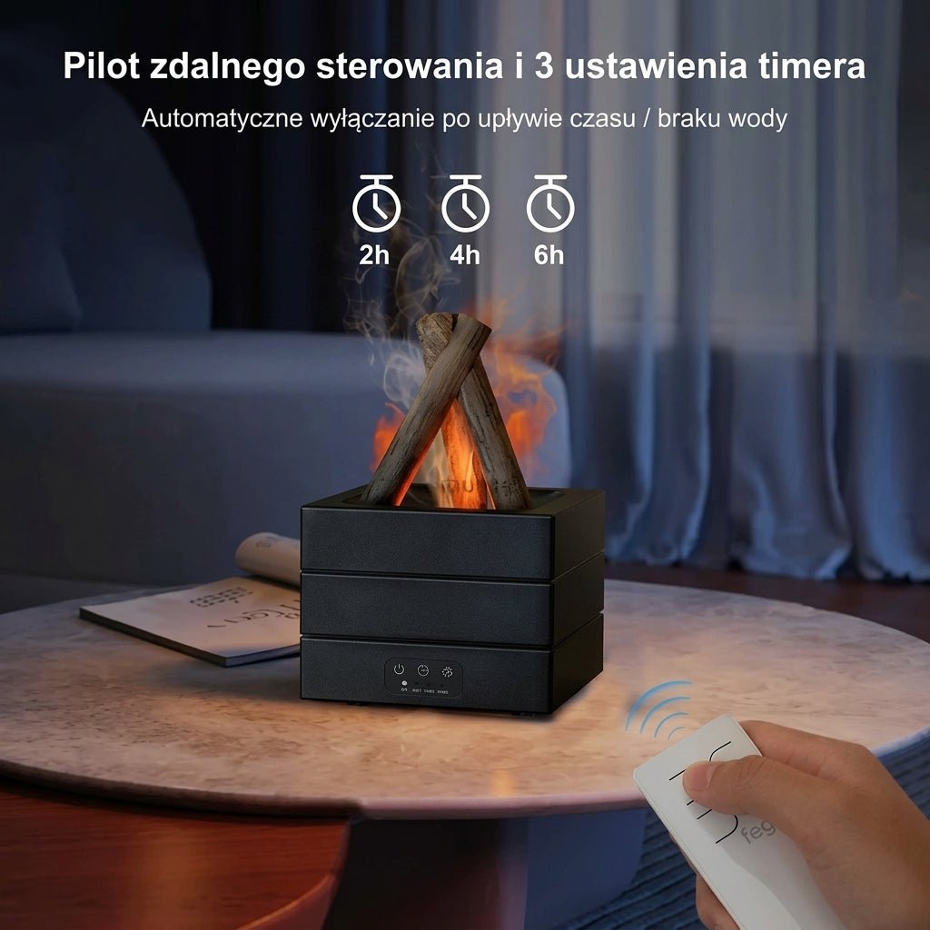 Dyfuzor Zapachowy do Olejków z Efektem Płomienia LED i Nawilżaczem – Cichy z Pilotem i Timerem 6