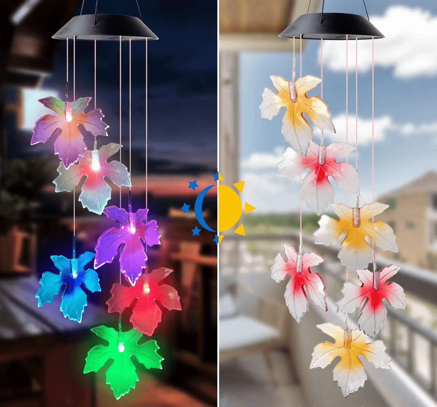 Dzwonki Wietrzne LED Zasilane Energii Słonecznej – Kolorowe do Ogrodu, Wodoodporne, 65 cm 0