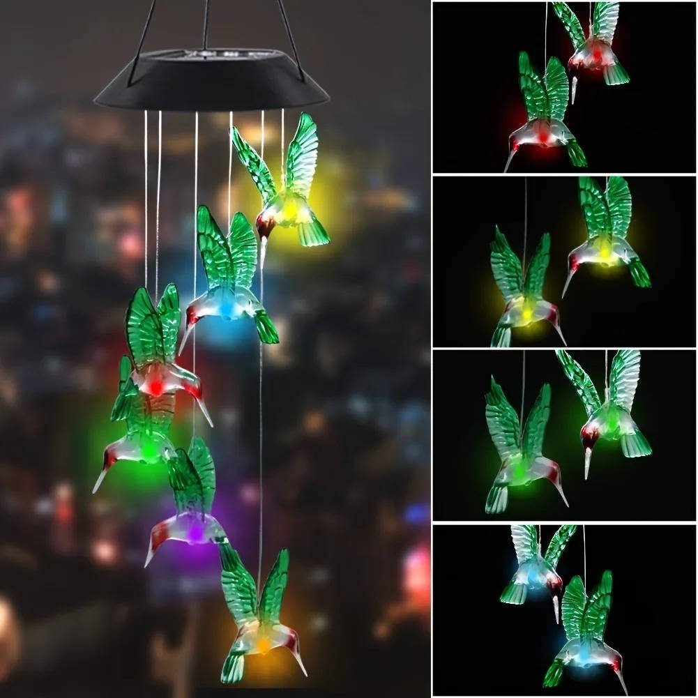 Dzwonki Wietrzne Słoneczne LED z Automatycznym Czujnikiem Światła do Ogrodu – Wodoodporne, Kolorowe Iluminacje 1