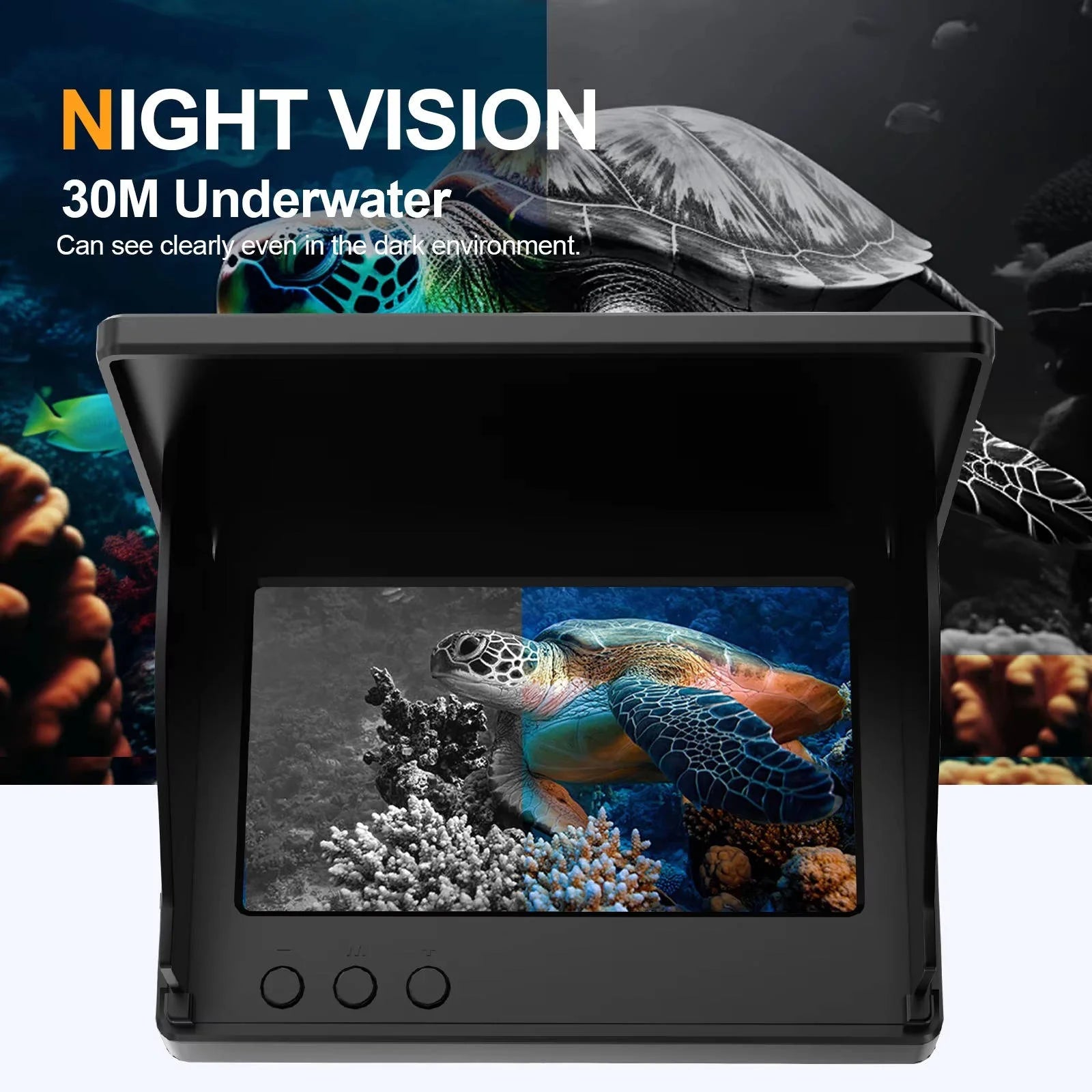 Echosonda Wędkarska z Kamerą i 4,3-Calowym Monitorem LCD – Widzenie Nocne, Wzmocniony Kabel 98m 2