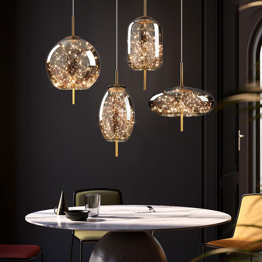 Elegancka Lampka Wisząca LED Ze Szkła - Oświetlenie Do Salonu I Sypialni