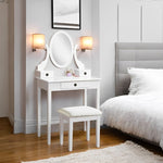 Elegancka Toaletka Do Makijażu Z Regulowanym Lustrem I Tapicerowanym Stołkiem 1