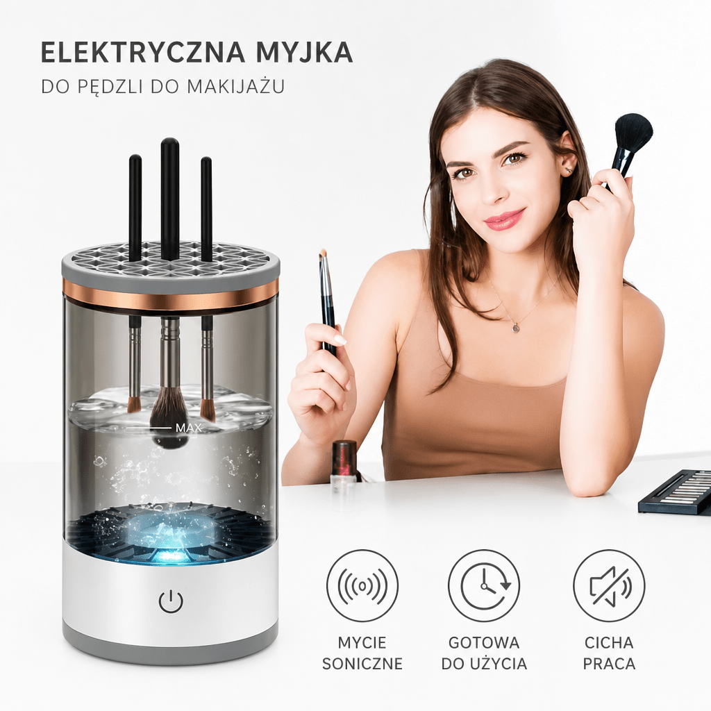 Elektryczna Myjka do Pędzli do Makijażu – Obrotowy, z Zasilaniem USB