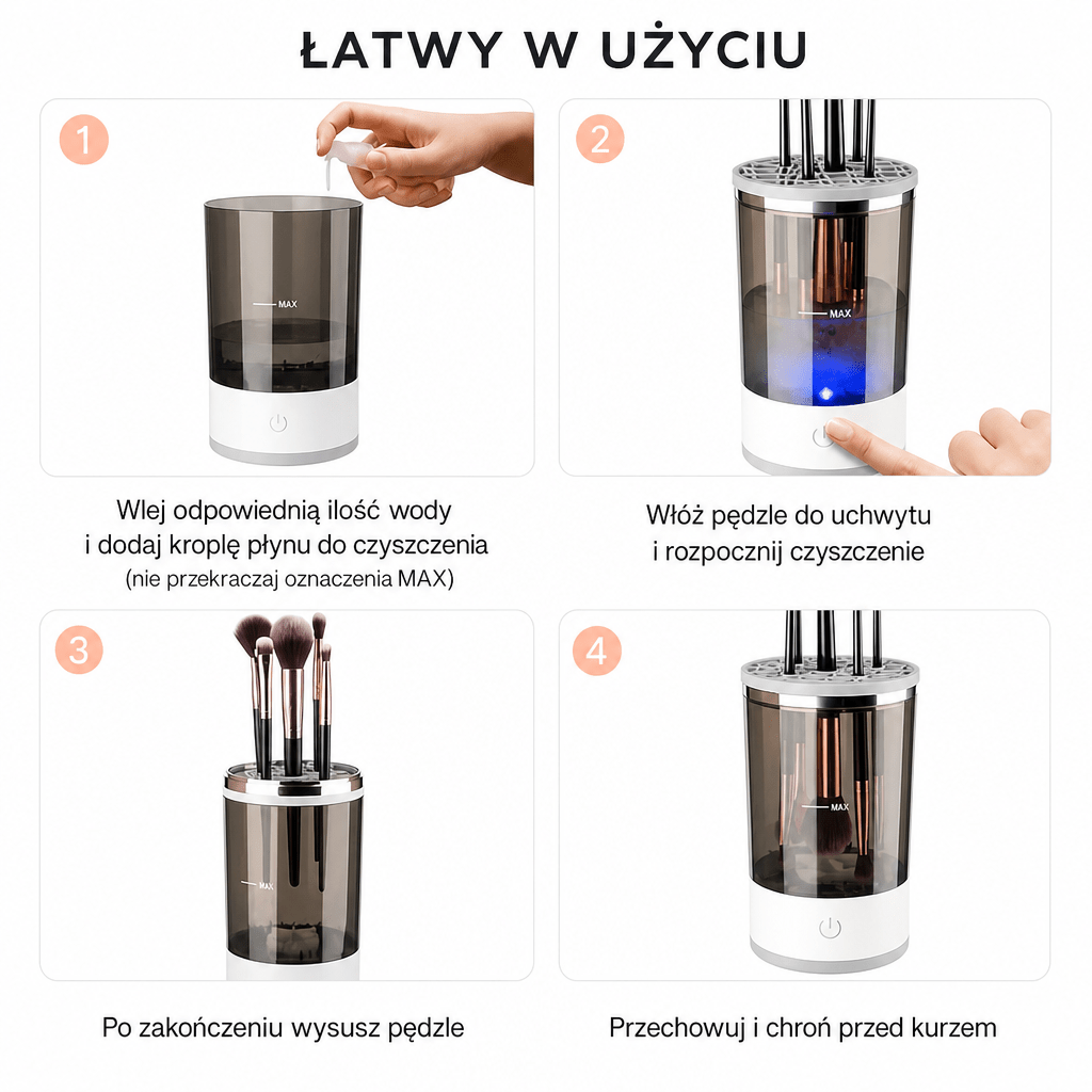 Elektryczna Myjka do Pędzli do Makijażu – Obrotowy, z Zasilaniem USB