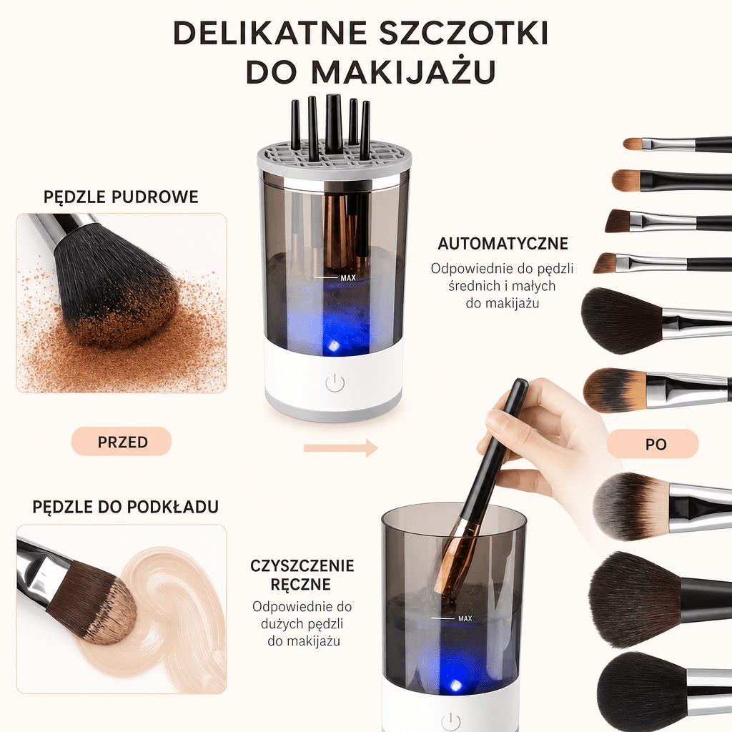 Elektryczna Myjka do Pędzli do Makijażu – Obrotowy, z Zasilaniem USB