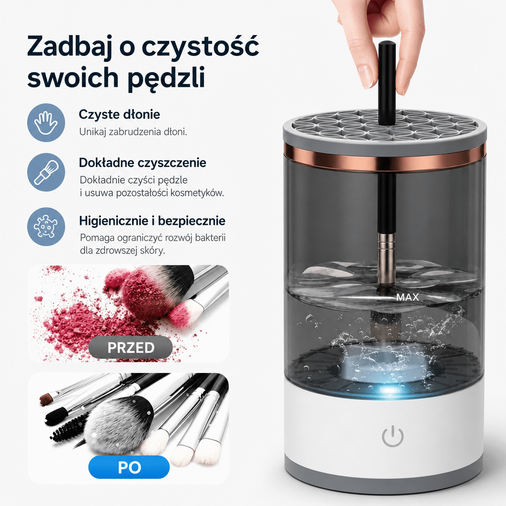 Elektryczna Myjka do Pędzli do Makijażu – Obrotowy, z Zasilaniem USB