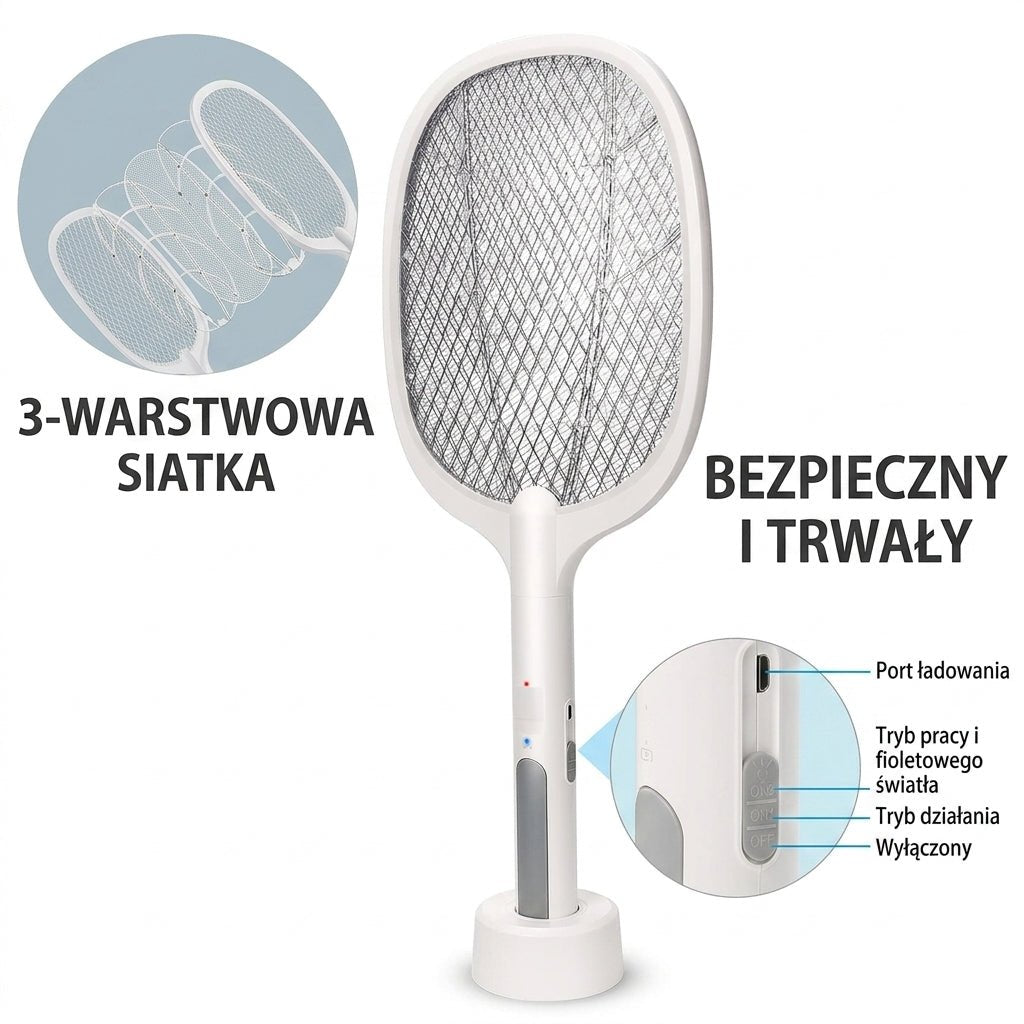 Elektryczna Packa na Komary z UV – Bezpieczna i Ekologiczna, Działanie 3500 V 5