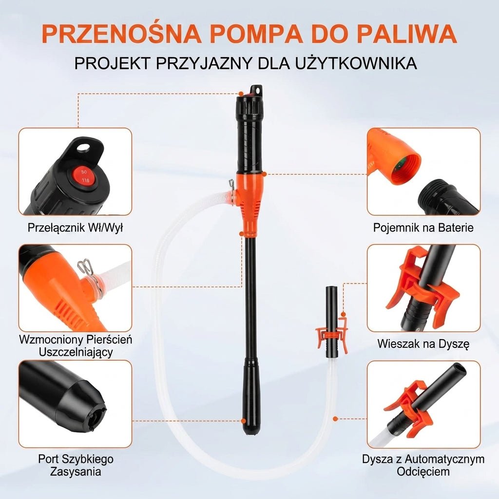 Elektryczna Pompa Syfonowa Do Paliwa i Wody – Przenośna, Zasilana Bateriami, 9,1 l/min 4