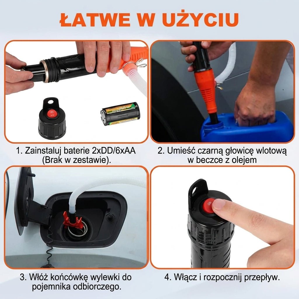 Elektryczna Pompa Syfonowa Do Paliwa i Wody – Przenośna, Zasilana Bateriami, 9,1 l/min 7