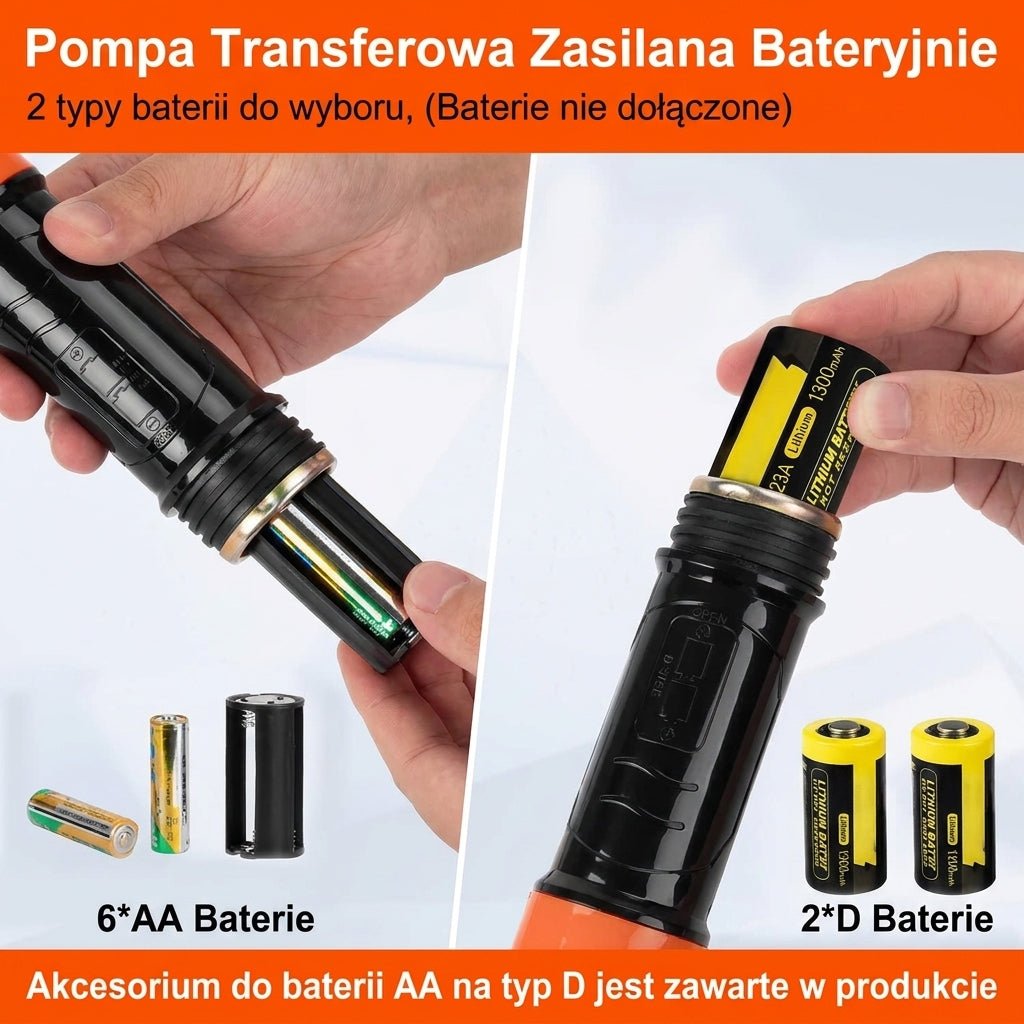 Elektryczna Pompa Syfonowa Do Paliwa i Wody – Przenośna, Zasilana Bateriami, 9,1 l/min 8