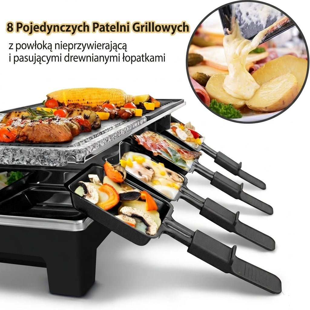 Elektryczny Grill Domowy z Odwracalną Płytą i 8 Tacami 1500W 8