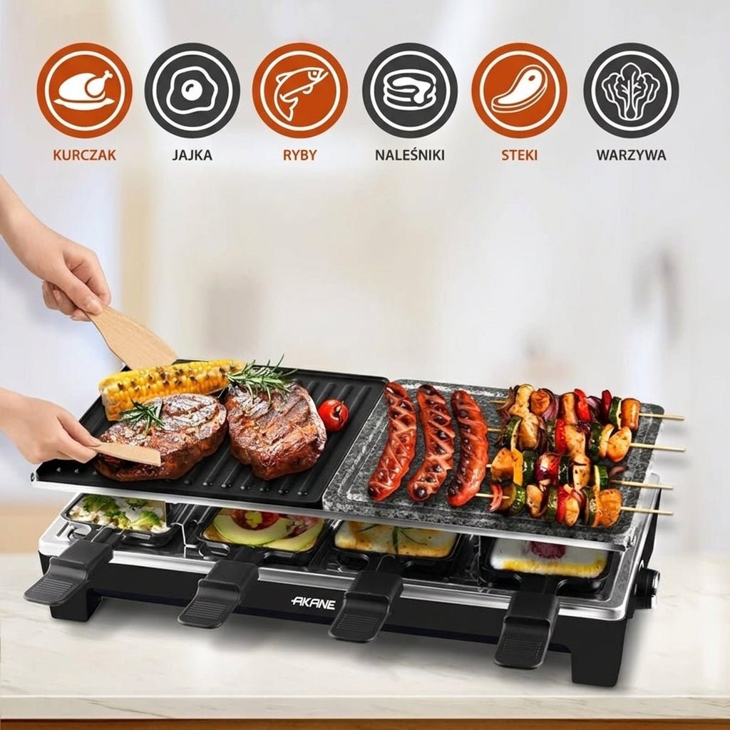 Elektryczny Grill Domowy z Odwracalną Płytą i 8 Tacami 1500W 10