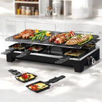 Elektryczny Grill Domowy z Odwracalną Płytą i 8 Tacami do Raclette 1500W 0
