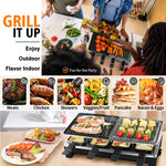 Elektryczny Grill Domowy z Odwracalną Płytą i 8 Tacami do Raclette 1500W 1