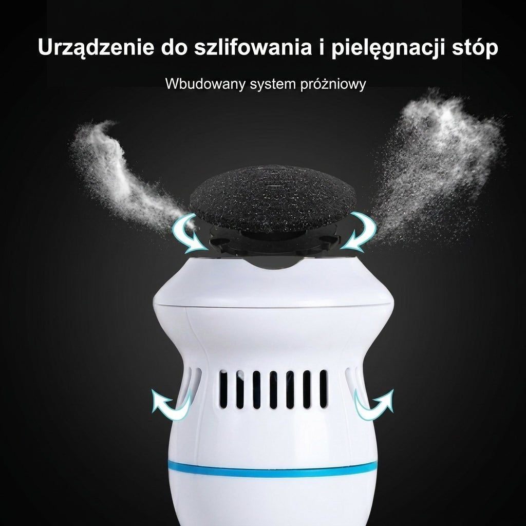 Elektryczny Pilnik do Stóp z Pochłaniaczem– Akumulatorowy, Ergonomiczna Pielęgnacja w Domu 