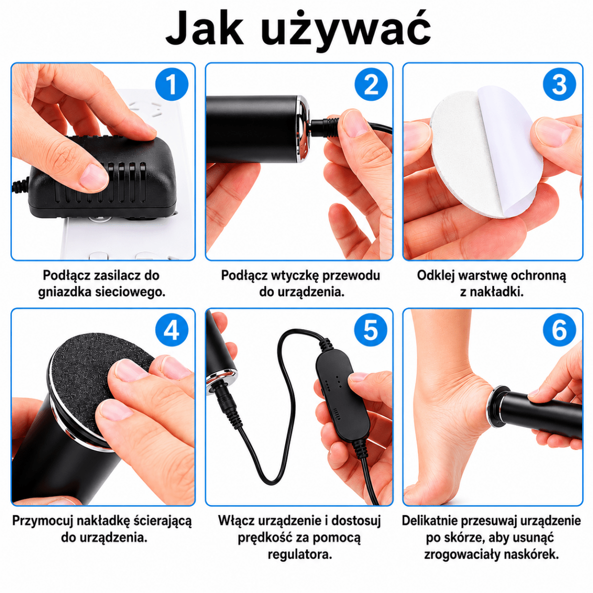 Elektryczny Pilnik do Stóp z Regulacją Prędkości 10
