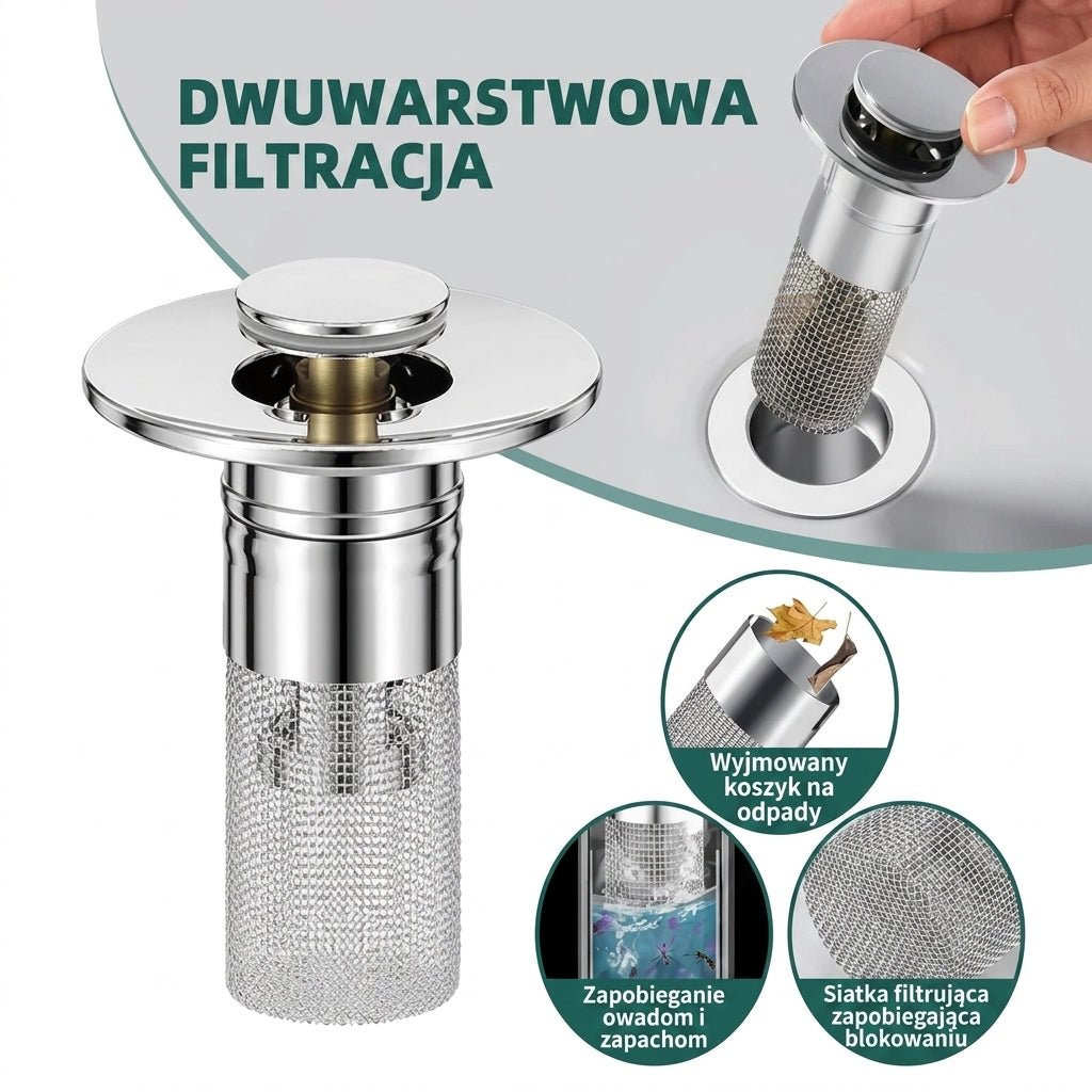 Filtr Odpływowy ze Stali Nierdzewnej z Sitkiem – Łatwy w Instalacji, Pasuje do Większości Odpływów 1