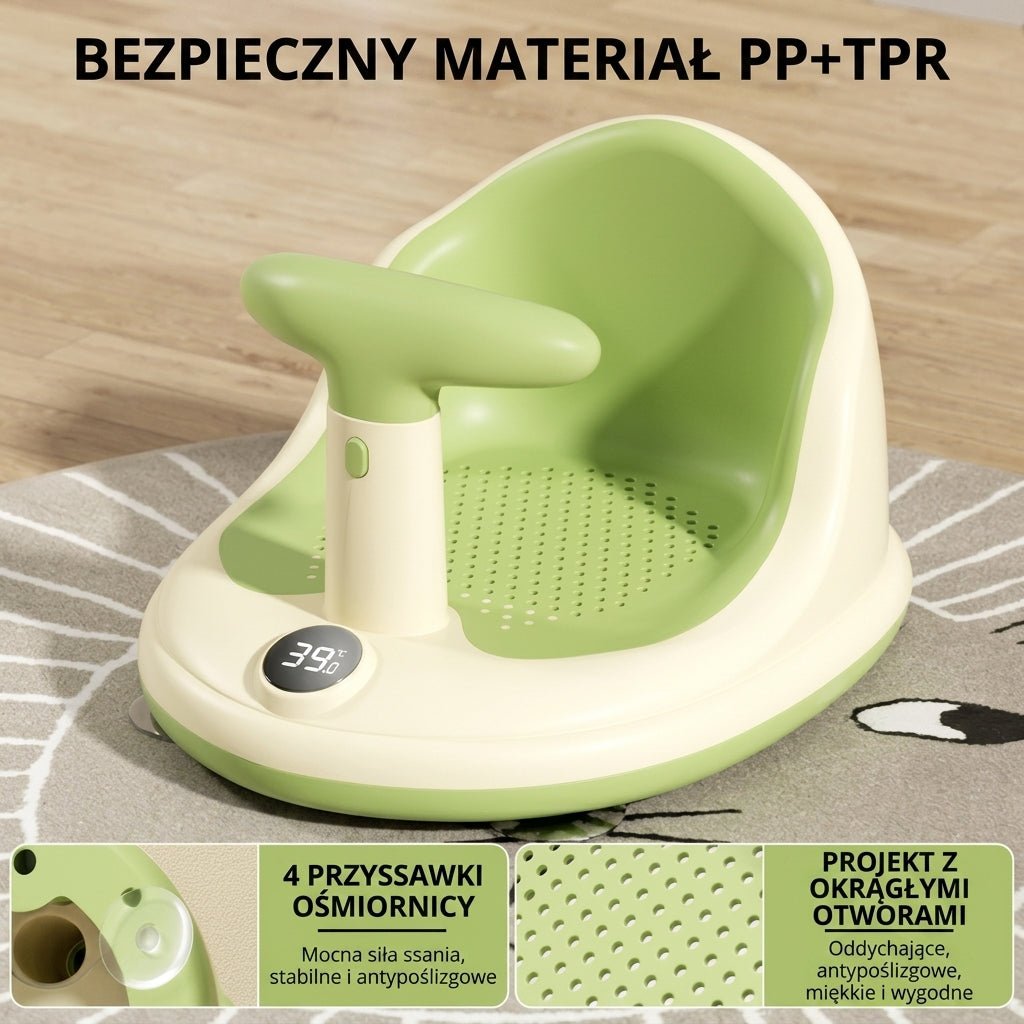 Fotelik do Kąpieli dla Dzieci z Termometrem – Antypoślizgowe Przyssawki i Ergonomiczne Oparcie 5