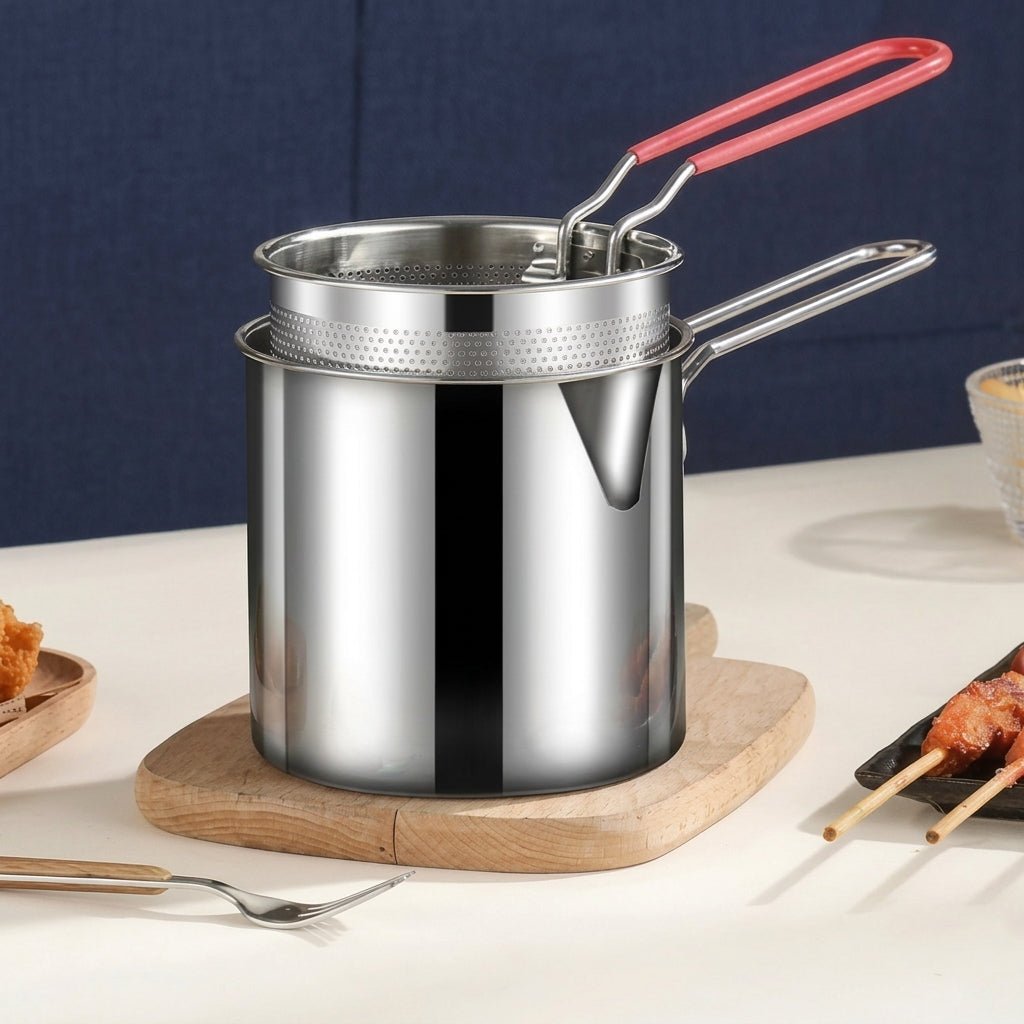 Frytownica Olejowa Mini 1200 ml ze Stali Nierdzewnej z Koszem Sitkowym – Idealna do Małych Kuchni 6