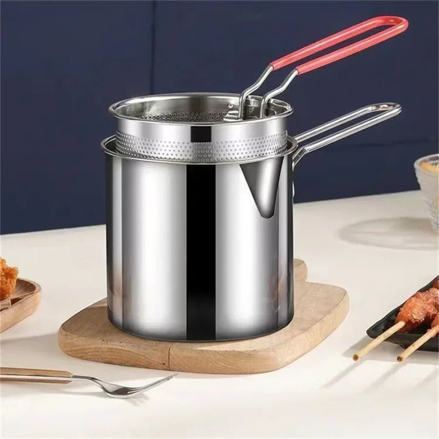 Frytownica Olejowa Mini 1200 ml ze Stali Nierdzewnej z Koszem Sitkowym – Idealna do Małych Kuchni 1