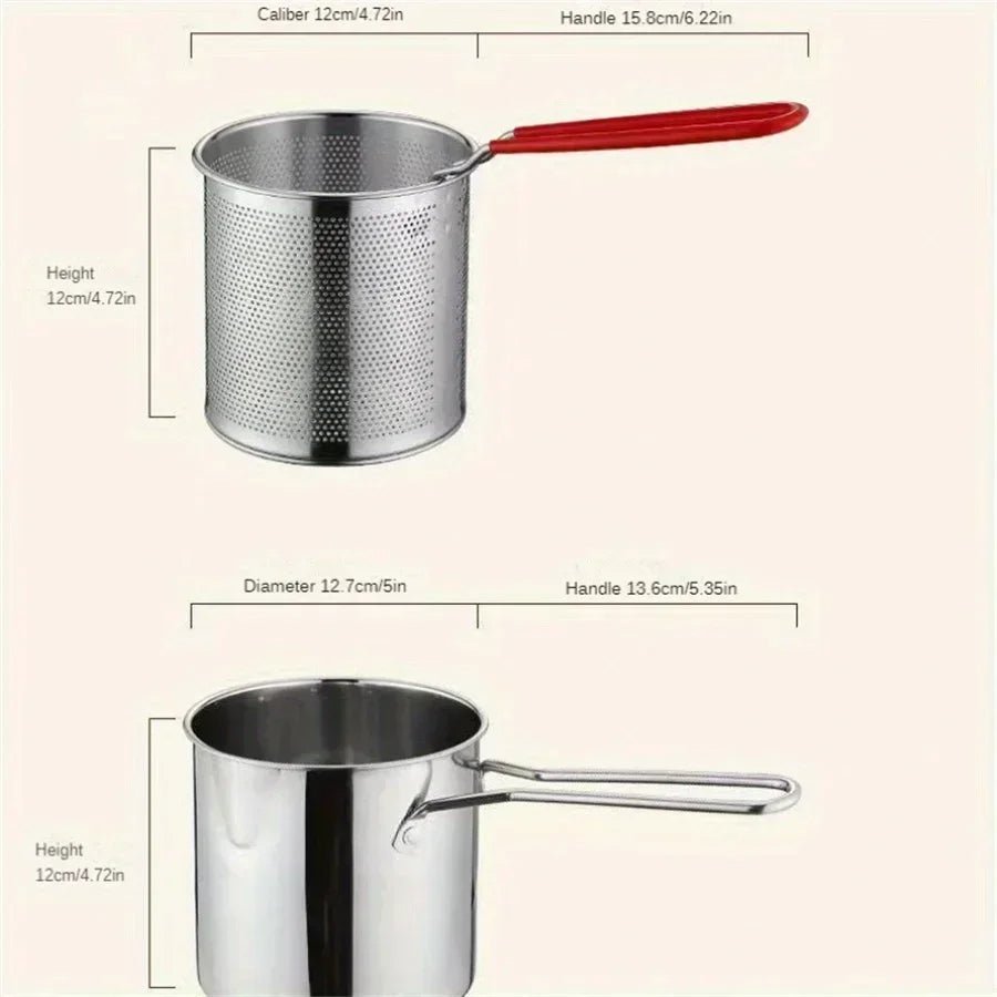 Frytownica Olejowa Mini 1200 ml ze Stali Nierdzewnej z Koszem Sitkowym – Idealna do Małych Kuchni 3