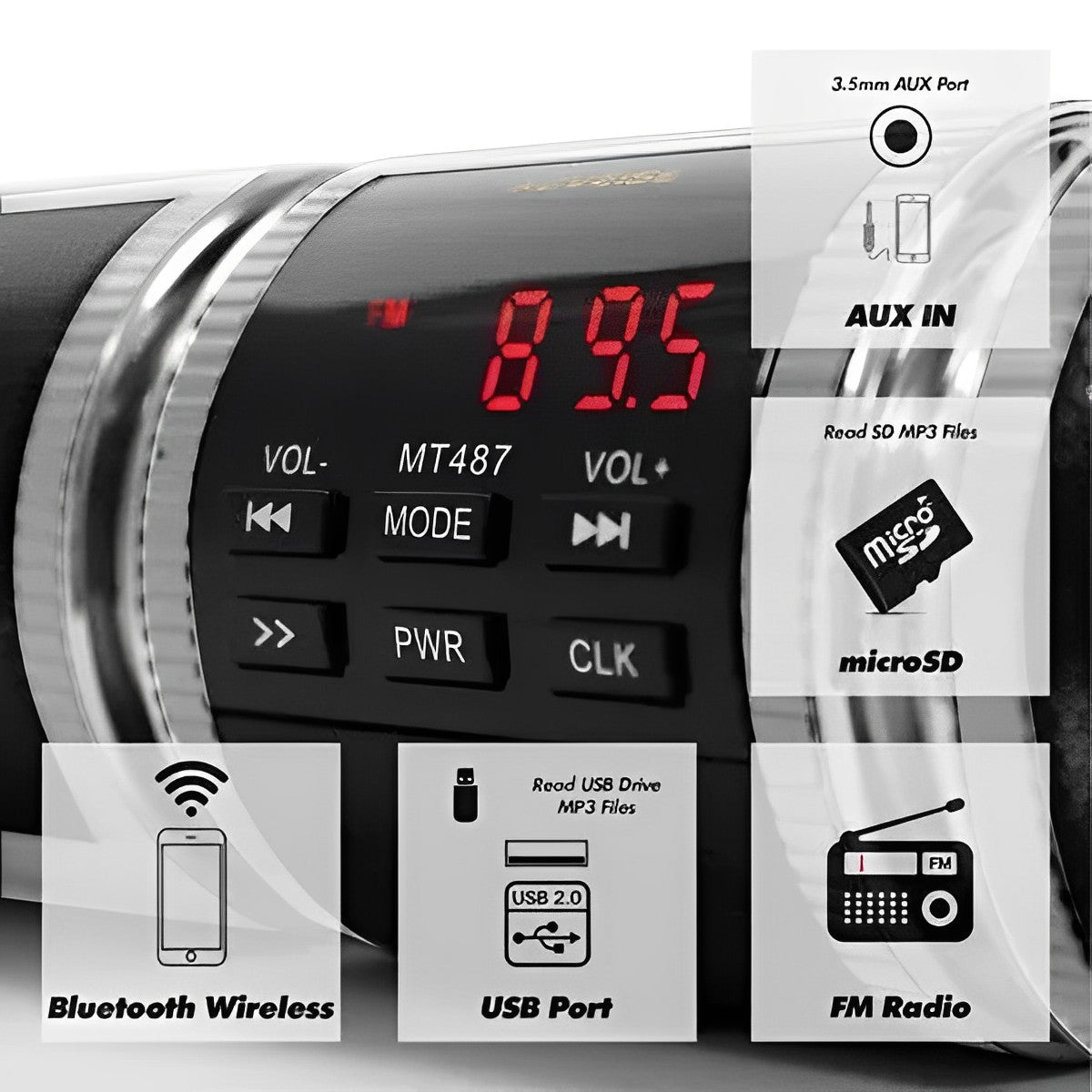 Głośniki Bluetooth do Motocykla – Wodoszczelne Stereo z Wzmacniaczem i Radio FM 2