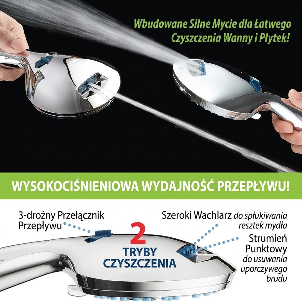 Głowica Prysznicowa Ręczna z Regulacją Ciśnienia i 8 Trybami Natrysku, Wąż 1,8 m 5