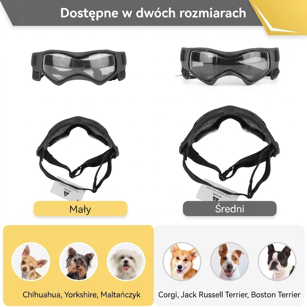 Gogle dla Psa z Ochroną UV – Regulowane Paski, Ochrona Oczu Podczas Jazdy i Aktywności na Zewnątrz 8