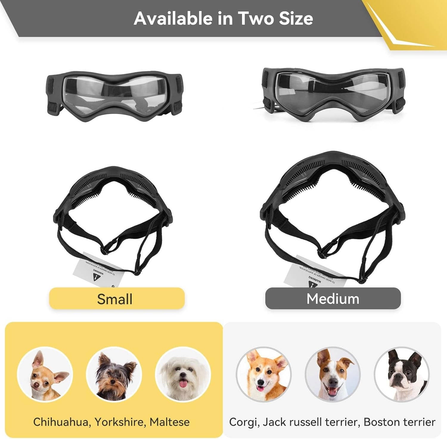 Gogle dla Psa z Ochroną UV – Regulowane Paski, Ochrona Oczu Podczas Jazdy i Aktywności na Zewnątrz 3