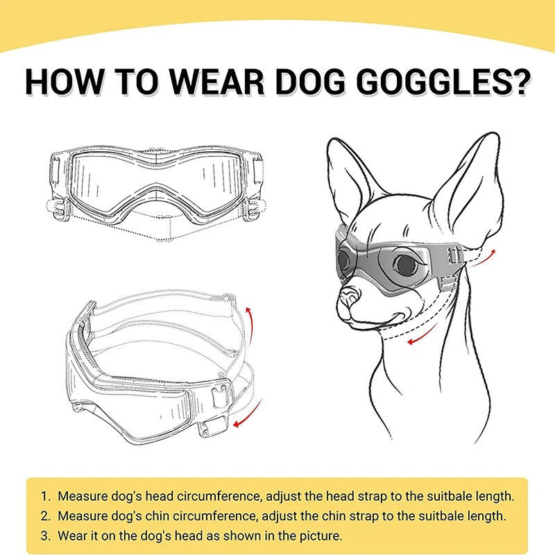 Gogle dla Psa z Ochroną UV – Regulowane Paski, Ochrona Oczu Podczas Jazdy i Aktywności na Zewnątrz 4