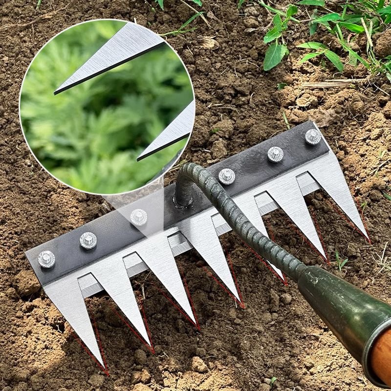 Grabie Ogrodowe z Wymiennymi Głowicami – Stal Węglowa, Ergonomiczny Uchwyt, 17,5-27 cm 0