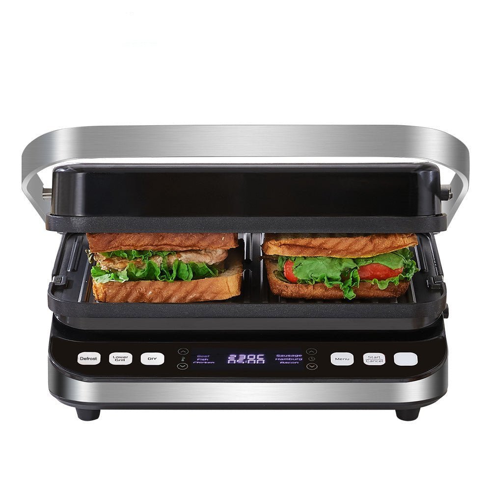 Grill Elektryczny 6 w 1 do Domu – Bezdymna Patelnia Ceramiczna z Automatycznym Dostosowaniem 0