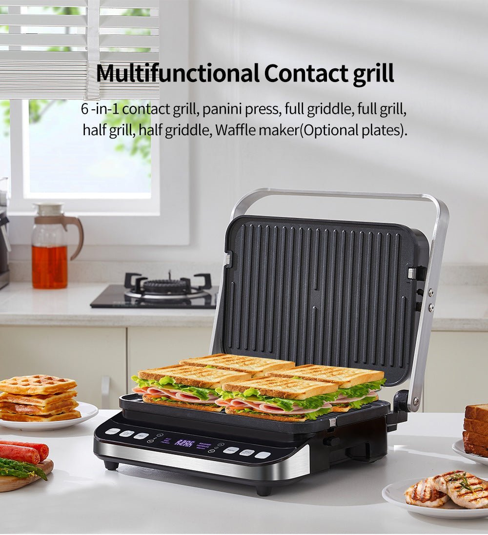 Grill Elektryczny 6 w 1 do Domu – Bezdymna Patelnia Ceramiczna z Automatycznym Dostosowaniem 5