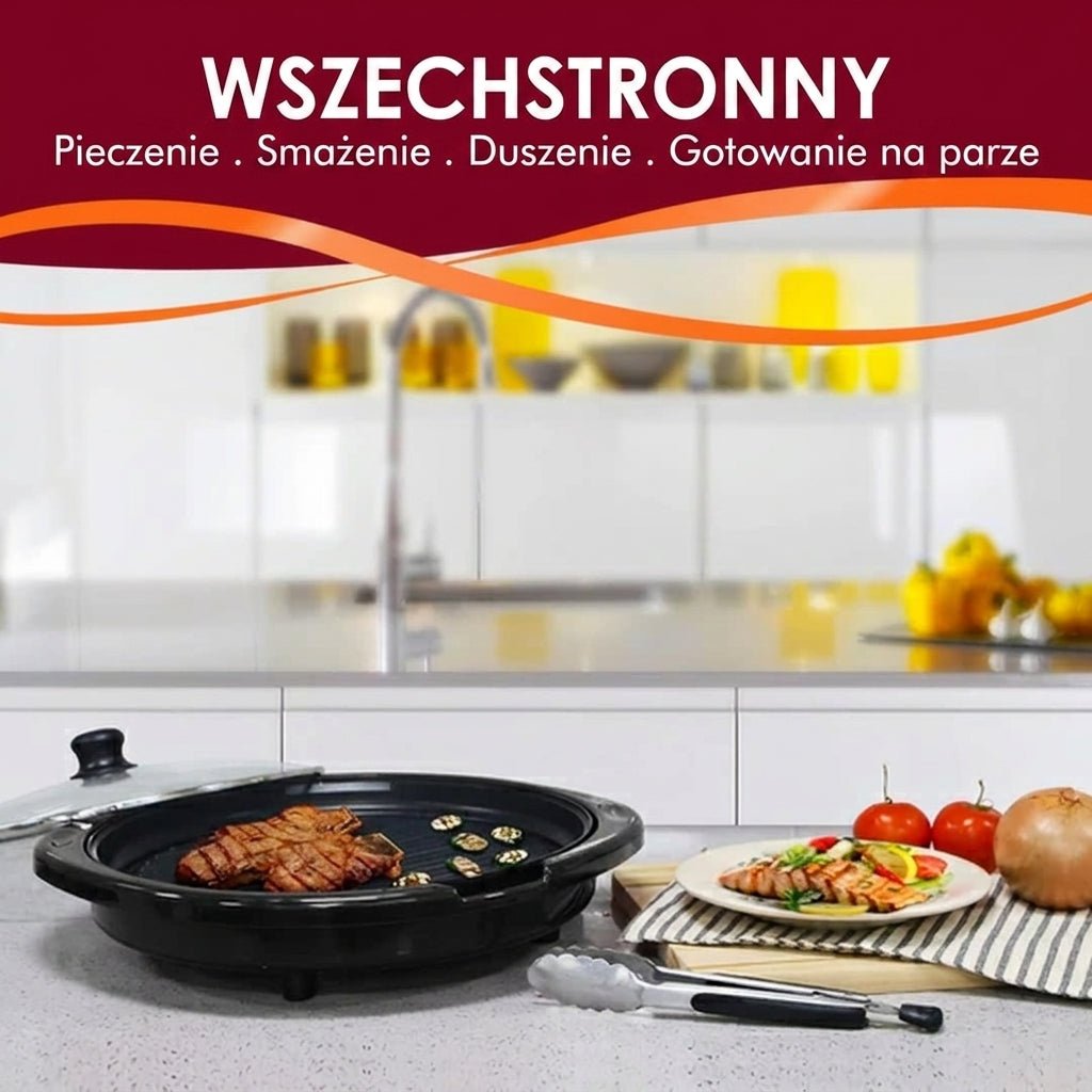 Grill Elektryczny Bezdymny Domowy 14 Cali z Powłoką Nieprzywierającą i Regulowanym Termostatem 7