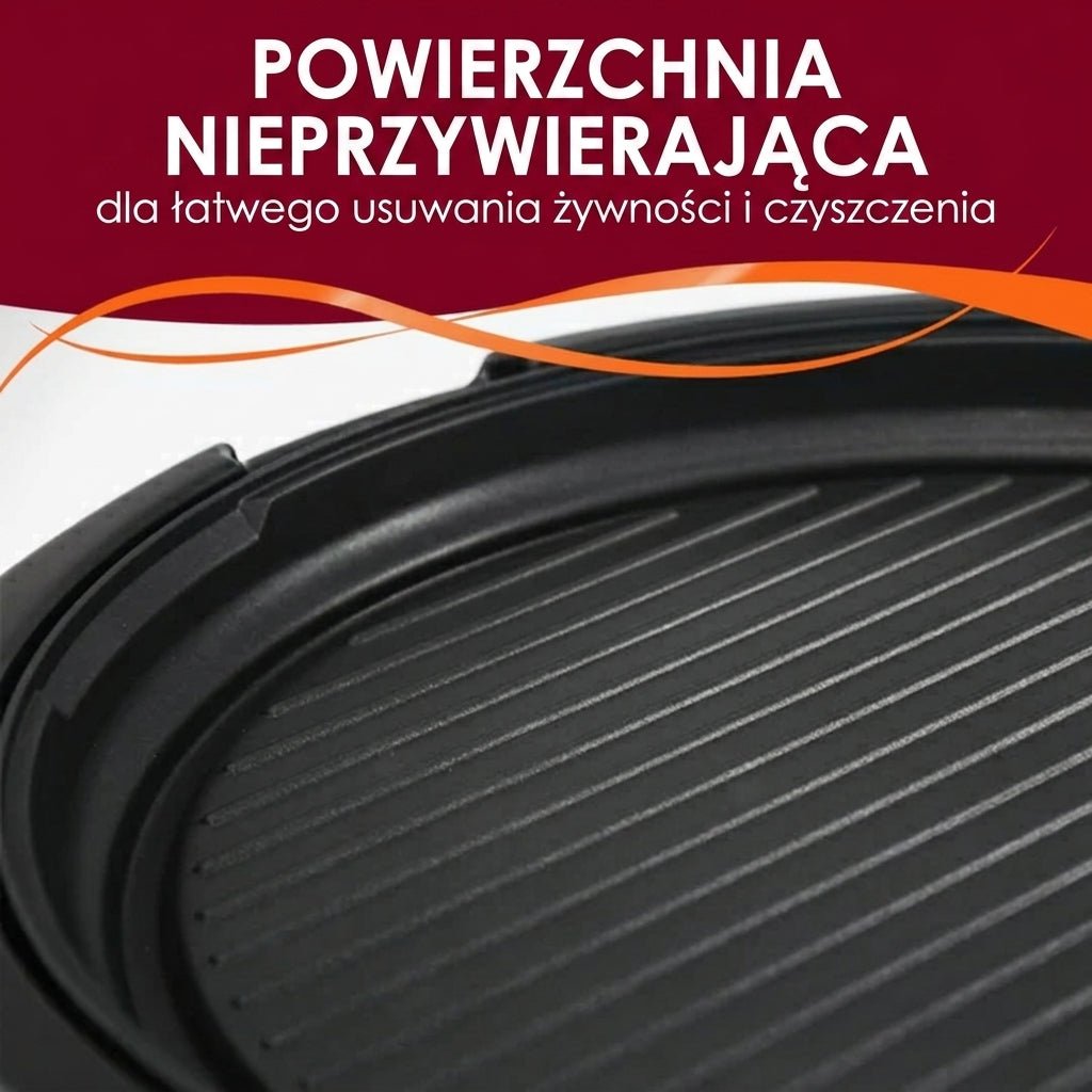 Grill Elektryczny Bezdymny Domowy 14 Cali z Powłoką Nieprzywierającą i Regulowanym Termostatem 4