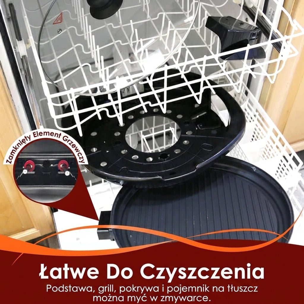 Grill Elektryczny Bezdymny Domowy 14 Cali z Powłoką Nieprzywierającą i Regulowanym Termostatem 8