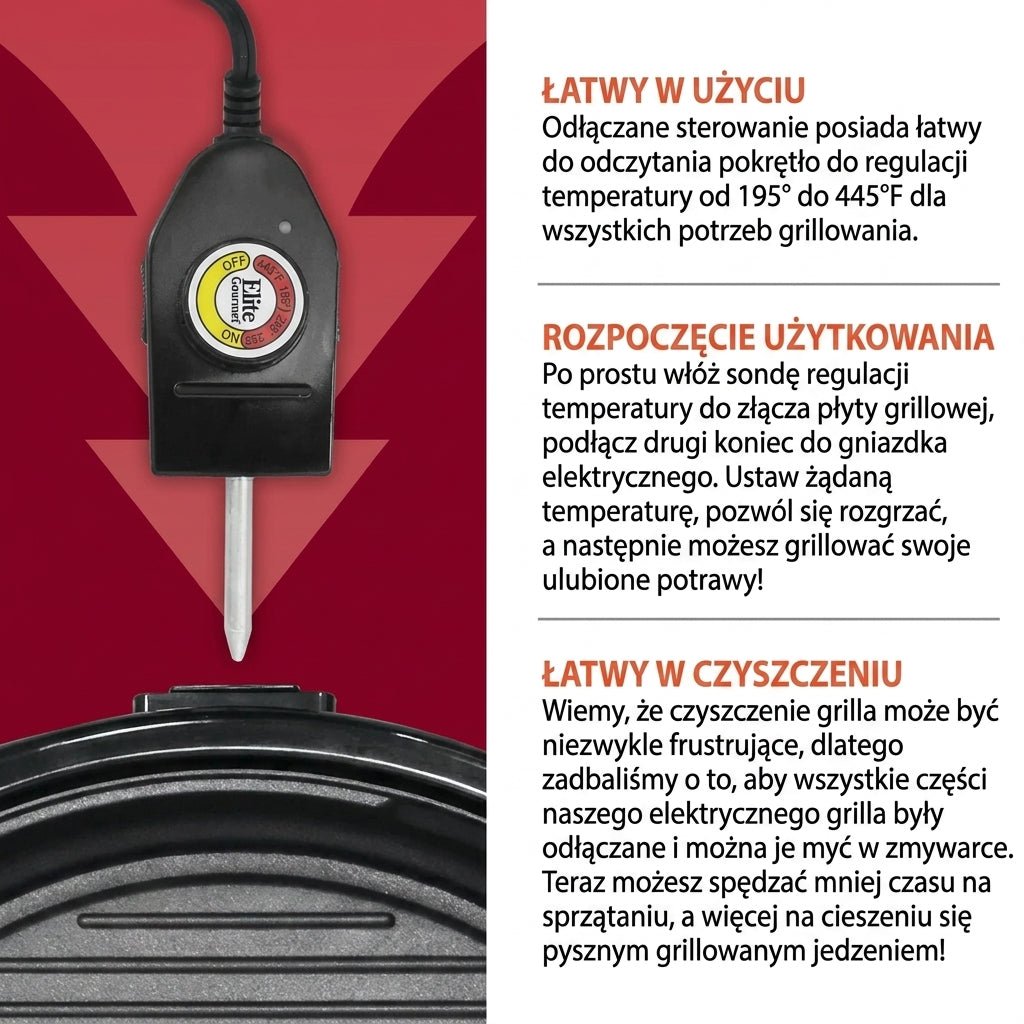Grill Elektryczny Bezdymny Domowy 14 Cali z Powłoką Nieprzywierającą i Regulowanym Termostatem 6