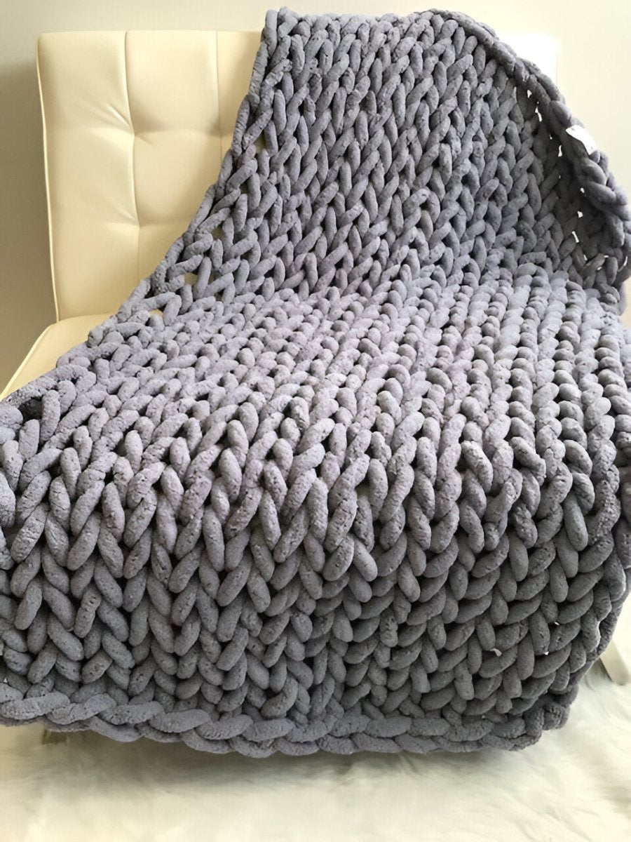 Gruby Koc Ciepły Chenille 100x150 cm – Miękki Koc na Sofę i do Relaksu 3