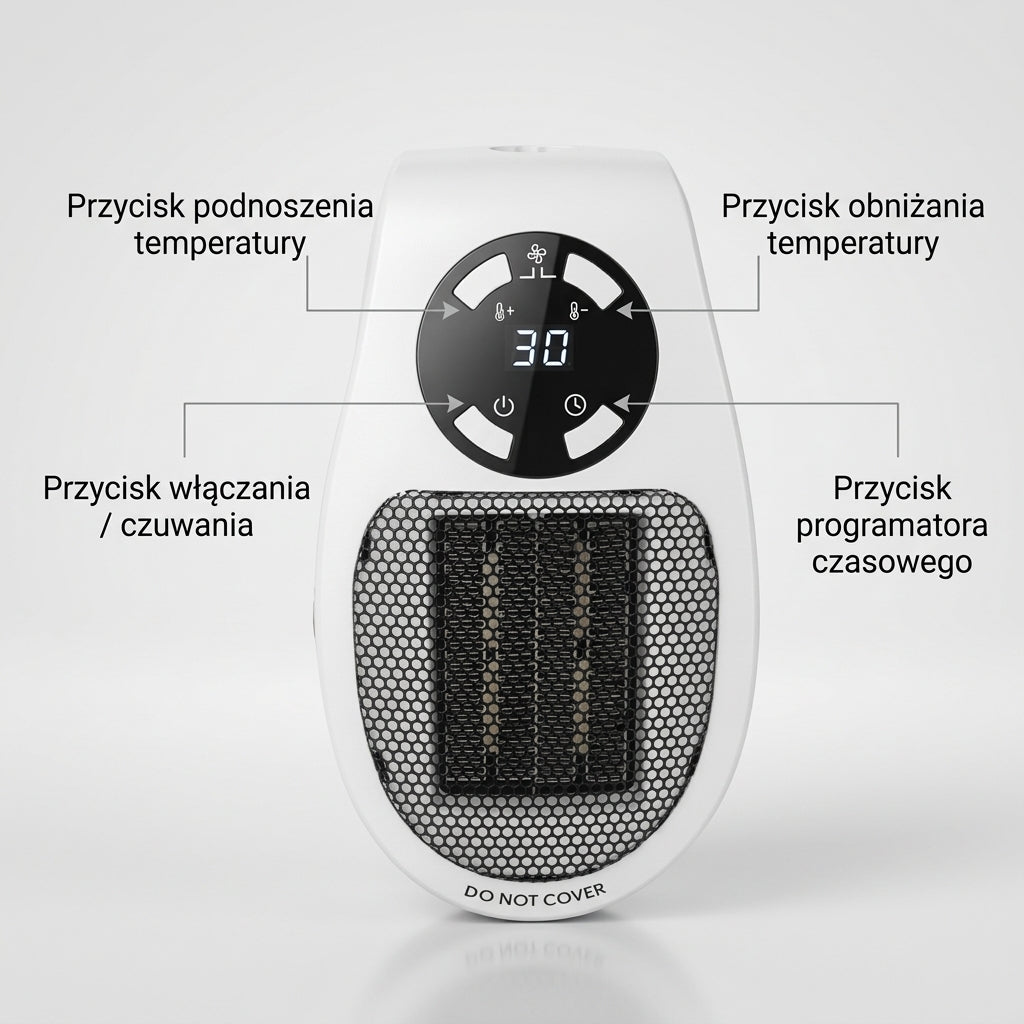 Grzejnik Elektryczny 500 W z Timerem i Regulacją Temperatury – Przenośny do Małych Pomieszczeń 3