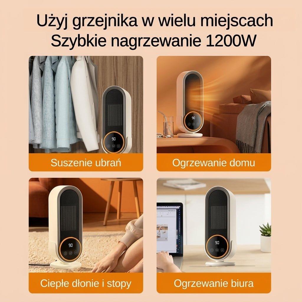 Grzejnik Elektryczny Ceramiczny 1200 W – Energooszczędny do Małych Pomieszczeń z Pilotem 8
