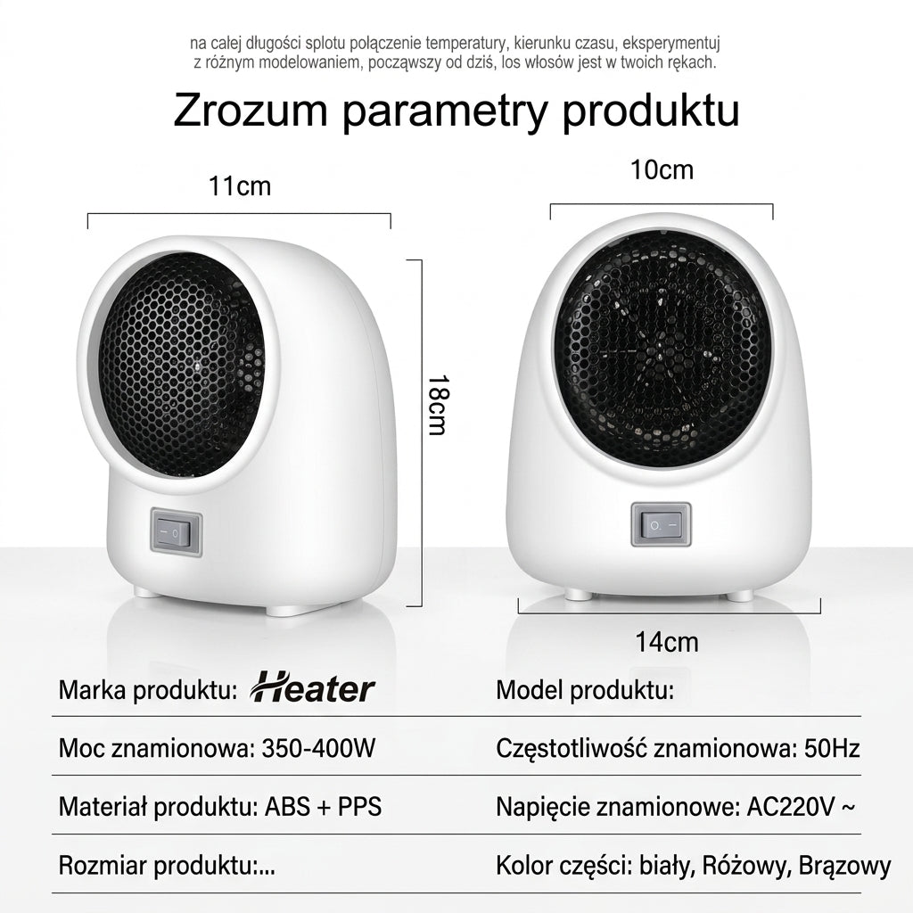 Grzejnik Elektryczny Energooszczędny 350-400 W do Małych Pomieszczeń – Kompaktowy i Przenośny 3