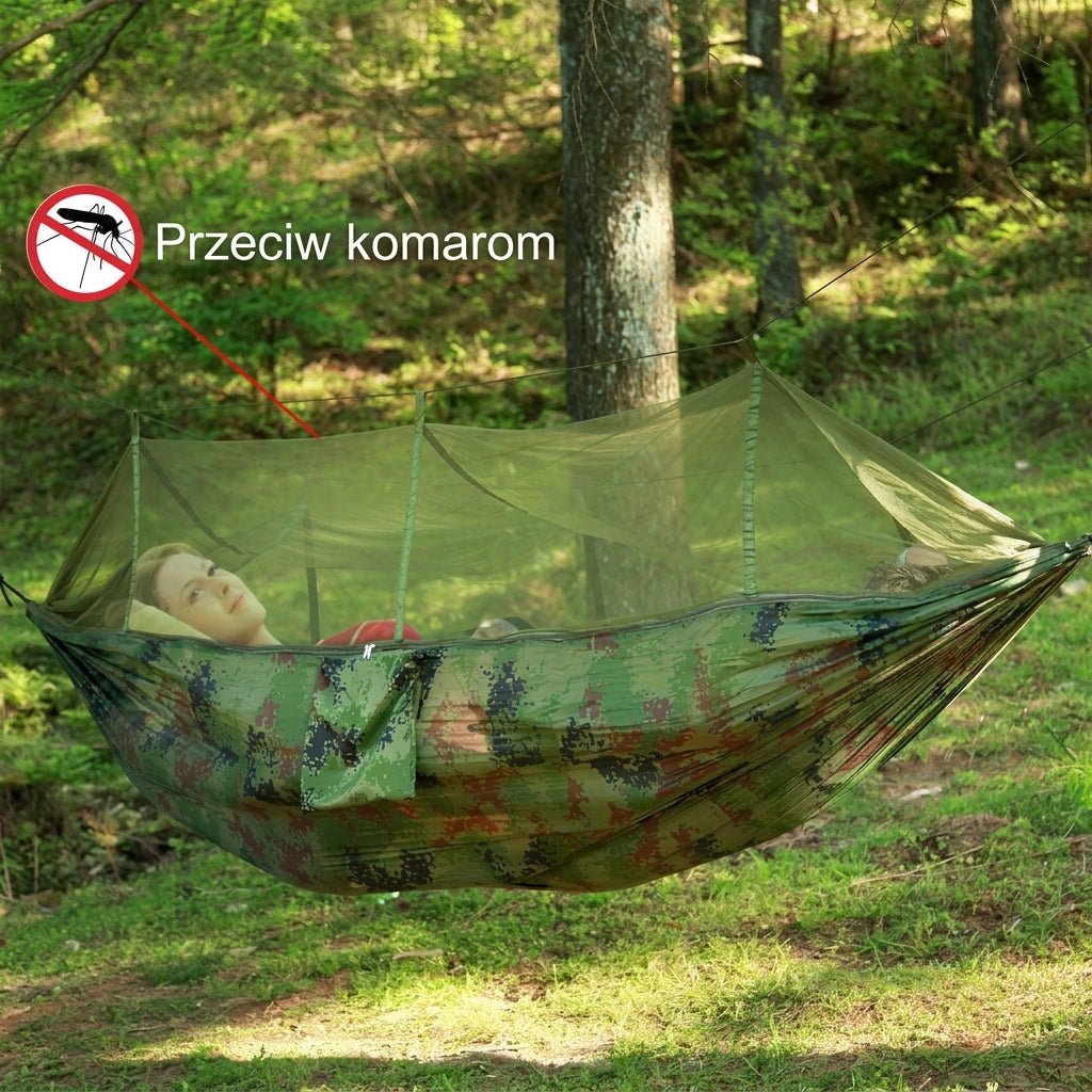 Hamak Kempingowy z Moskitierą i Plandeką Przeciwdeszczową – Lekki, Wodoodporny, dla Dwóch Osób 9