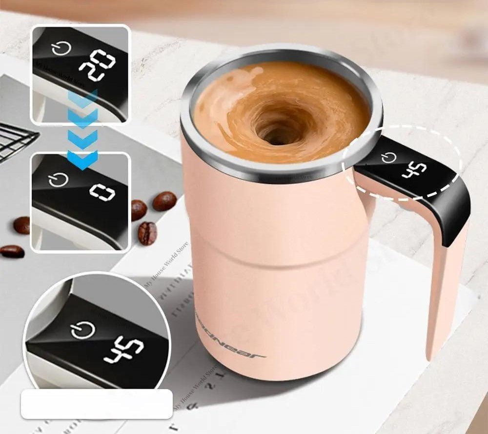 Innowacyjny Kubek do Kawy Samomieszający z Ładowaniem USB i Wyświetlaczem LED 0