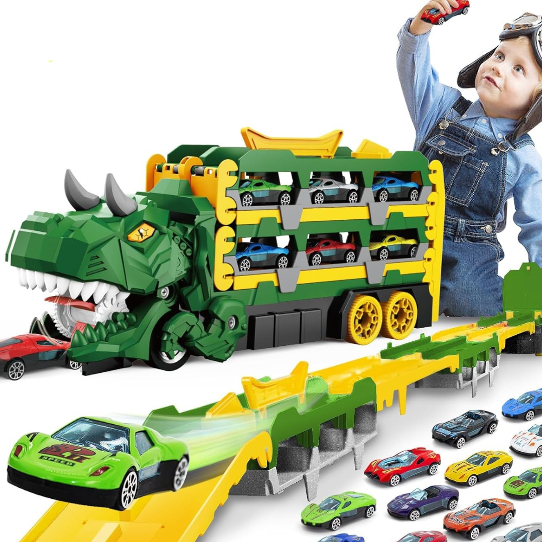 Interaktywna Ciężarówka Dinozaur z Mini Samochodzikami - Trwałe Tworzywo ABS, 3+ lat 4