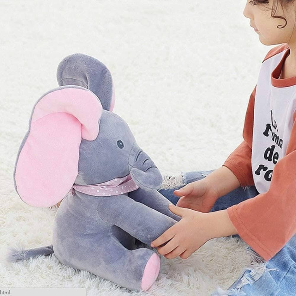 Interaktywny Pluszowy Słoń z Muzyką i Grą Peekaboo – Zabawka dla Dzieci z Ruchomymi Uszami 5