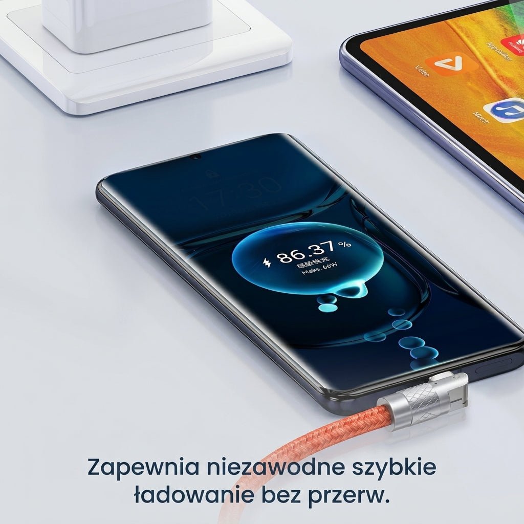 Kabel do Szybkiego Ładowania Typu C z Obrotowym Złączem 180° – 1,2m, Kompatybilny z iOS i Android 8