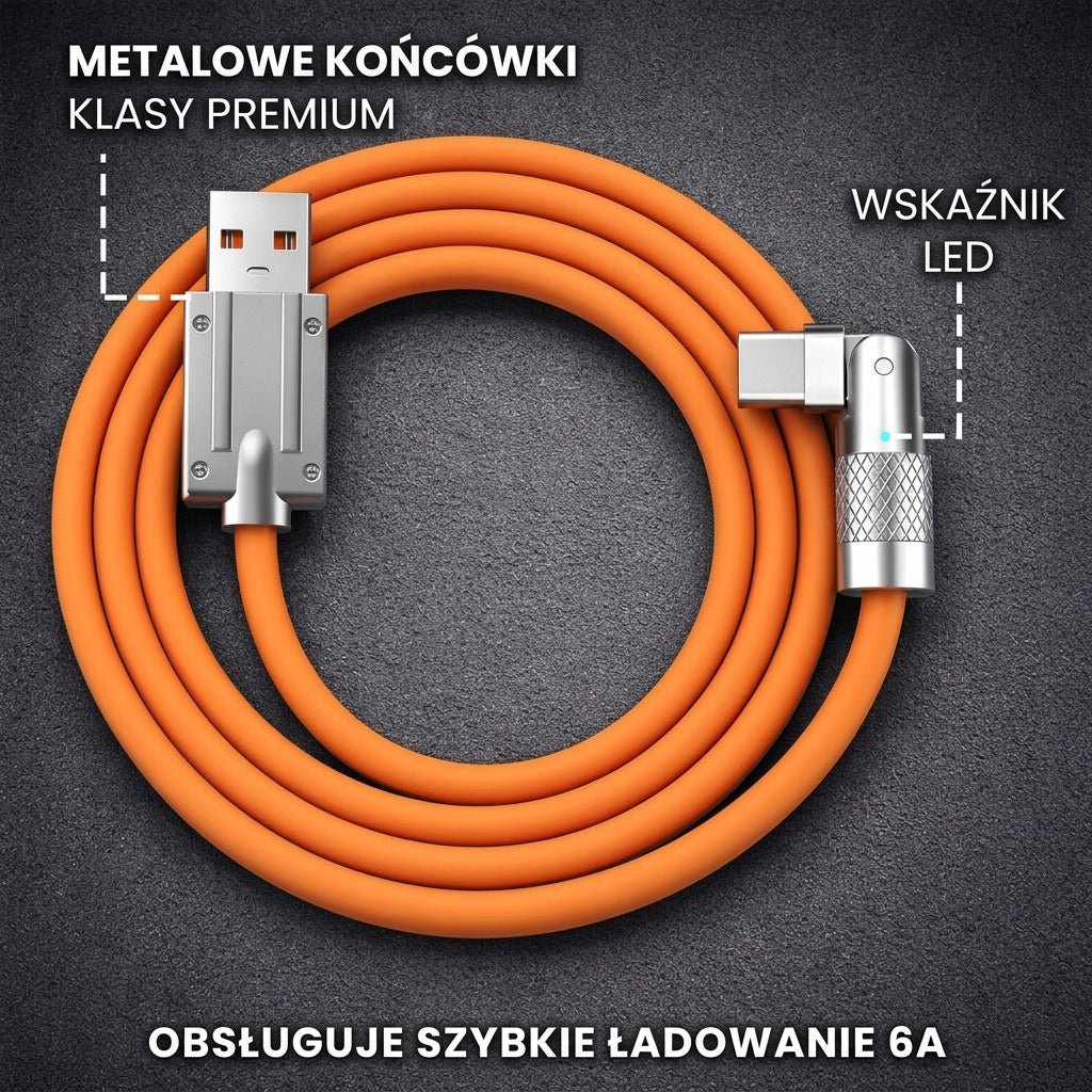 Kabel do Szybkiego Ładowania Typu C z Obrotowym Złączem 180° – 1,2m, Kompatybilny z iOS i Android 2