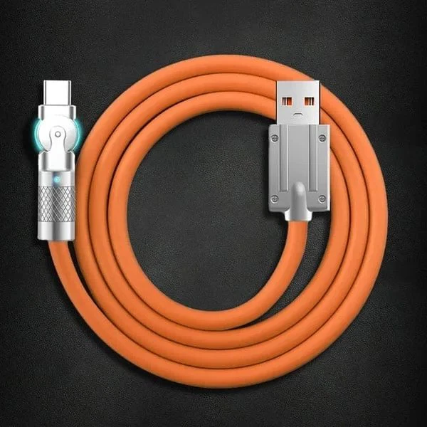 Kabel do Szybkiego Ładowania Typu C z Obrotowym Złączem 180° – 1,2m, Kompatybilny z iOS i Android 0
