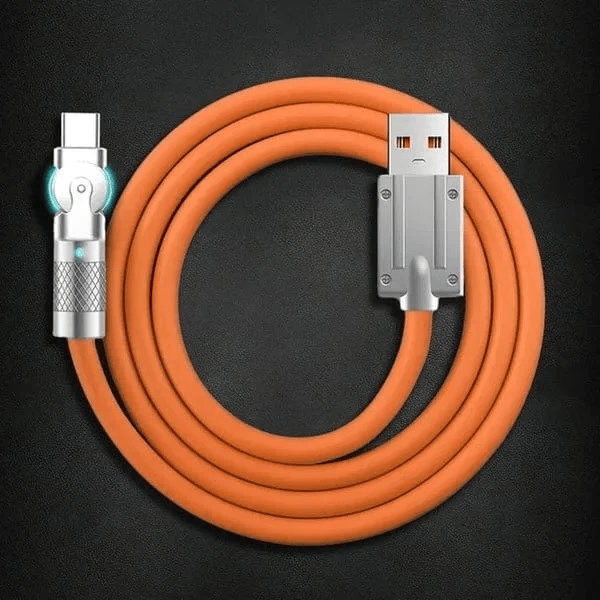 Kabel do Szybkiego Ładowania Typu C z Obrotowym Złączem 180° – 1,2m, Kompatybilny z iOS i Android 0