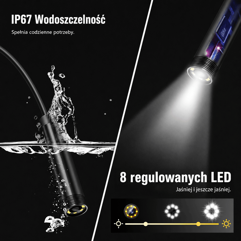 Kamera Endoskopowa 1080P z Ekranem 4,3 Cali IPS i Kablem 30 m do Inspekcji Technicznej